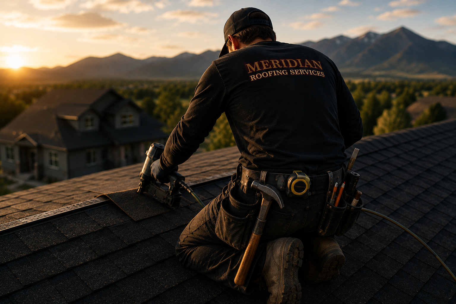 Man working on roof in Montana
