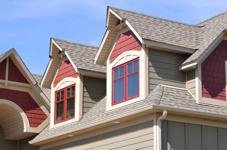 Residential rooftop from arial viewpoint